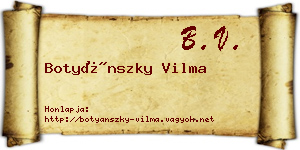 Botyánszky Vilma névjegykártya